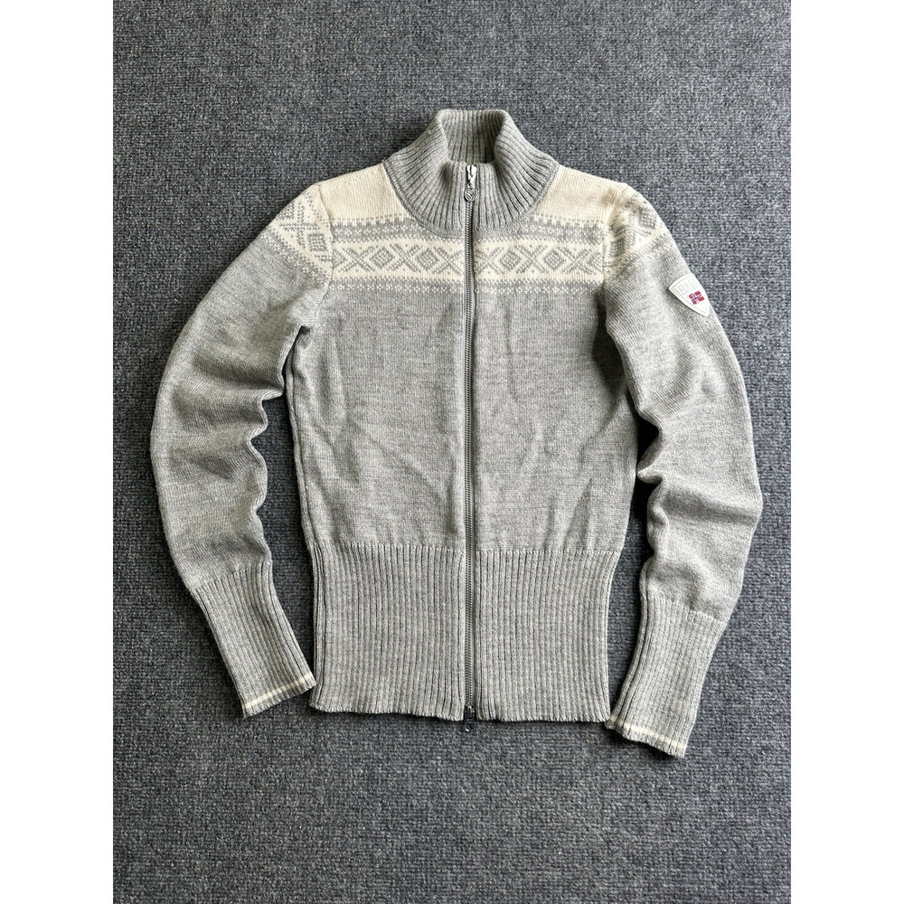 Womens Dale of Norway Merino Wool Full Zip Sweater Gray, Size XS